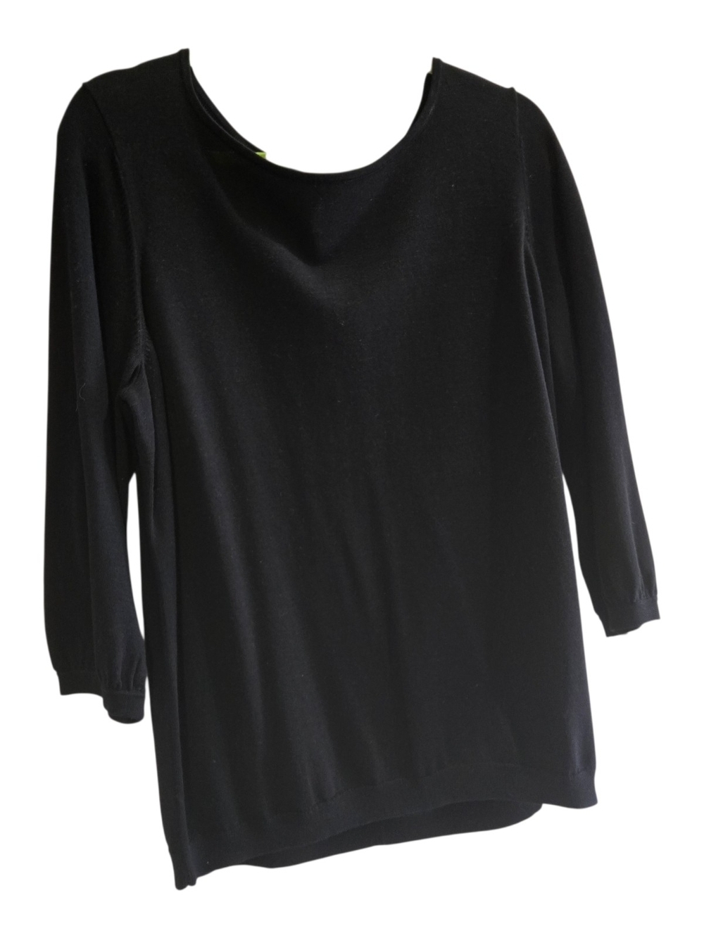 Talbots Womens Black Bracelet Length Sleeve Sweater With GinghamBow Back Accents